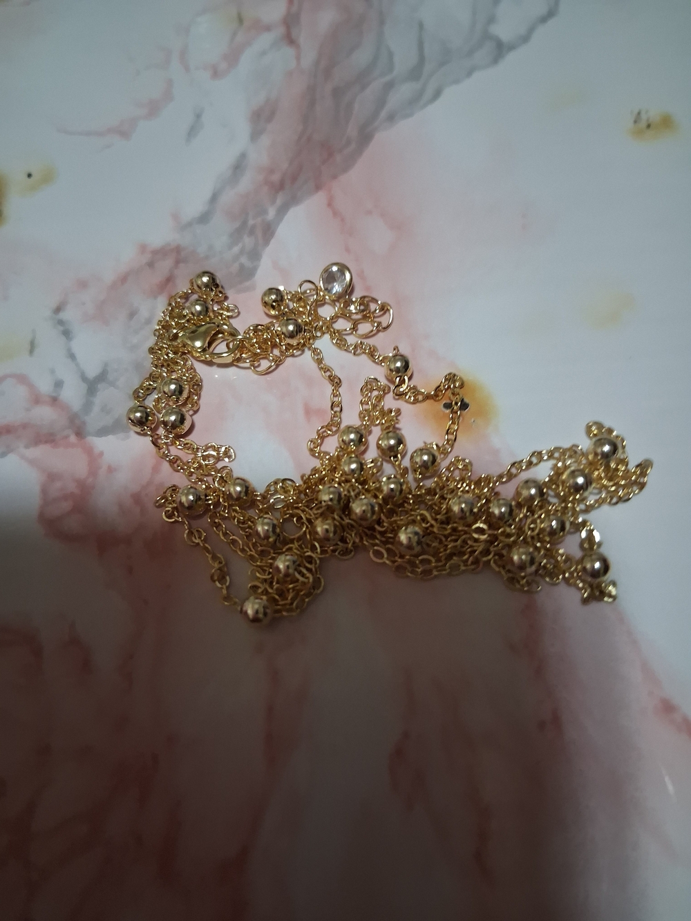 Gold Beaded Layered Chain Necklace